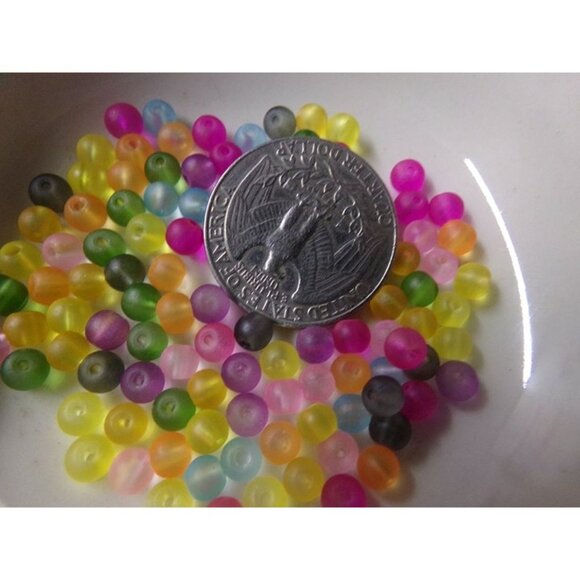 100 pc Mixed Frosted Round Glass Beads 4mm - Picture 2 of 2